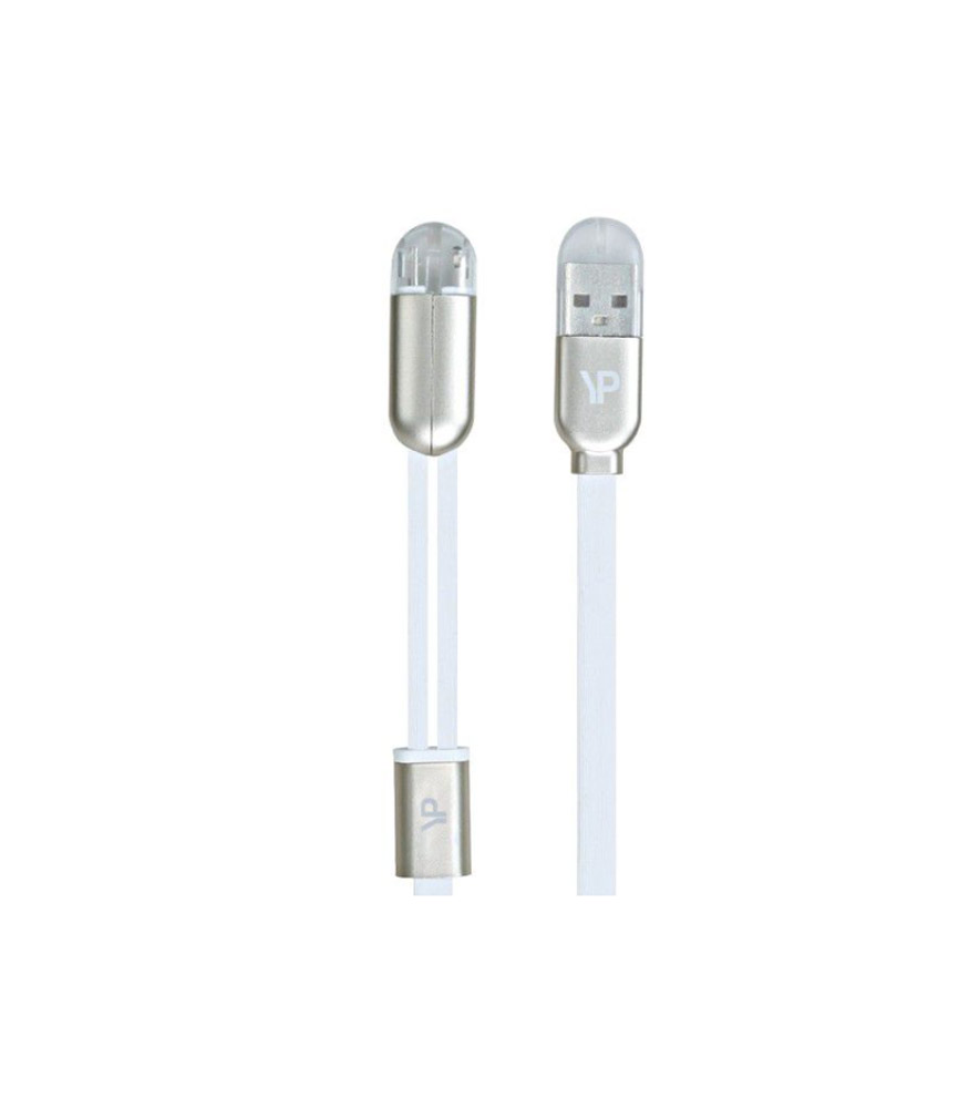 Young Pioneer Magnetic 2 In 1 USB Android Cable - White